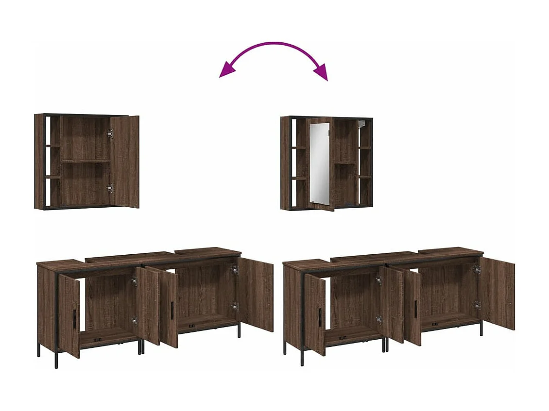 3-tlg. Badmöbel-Set Braun Eichen-Optik Holzwerkstoff