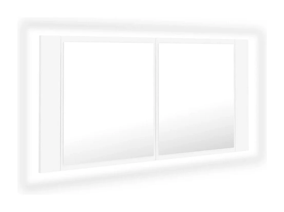 Armario espejo de baño con luz LED acrílico blanco 90x12x45 cm