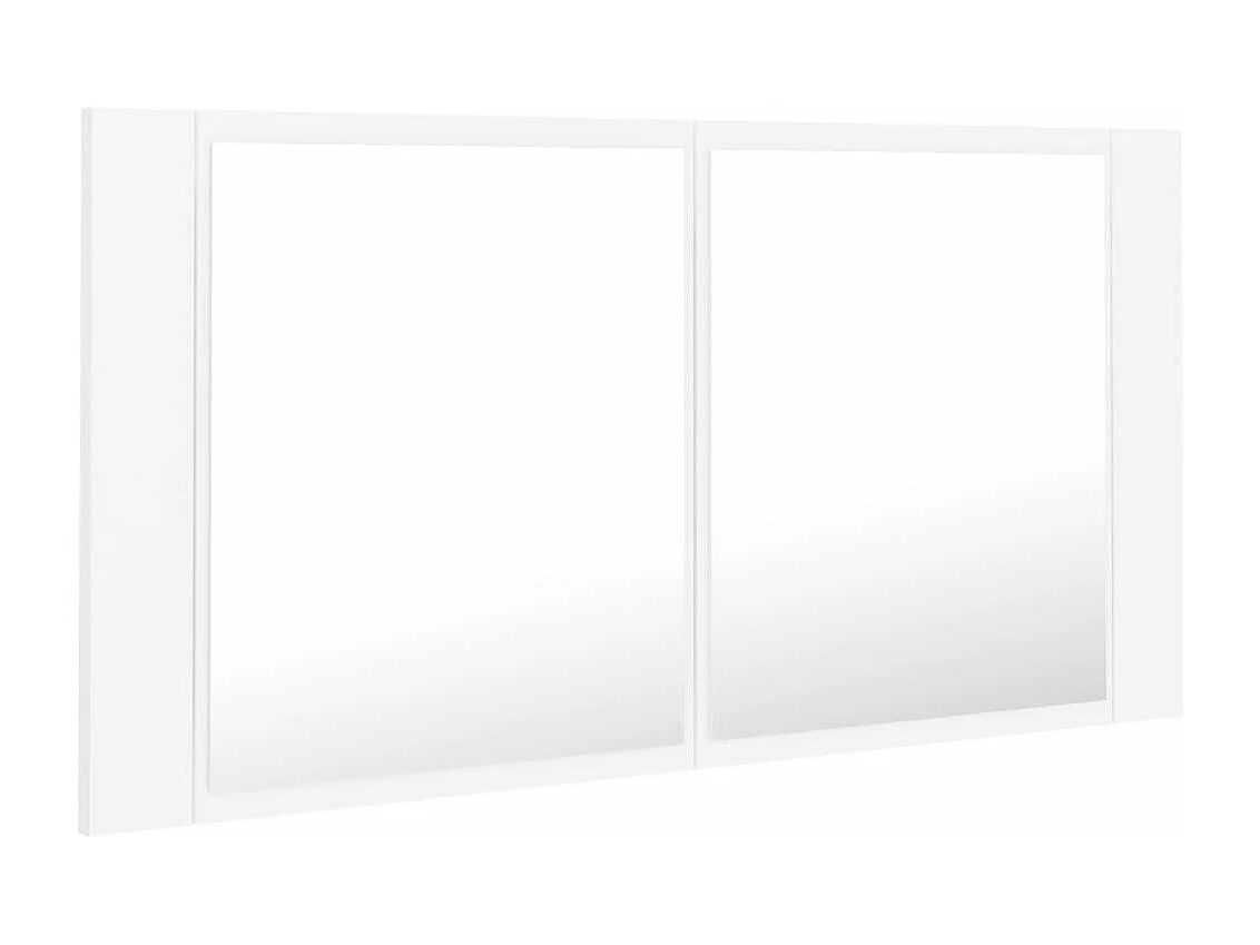 Armario espejo de baño con luz LED acrílico blanco 90x12x45 cm