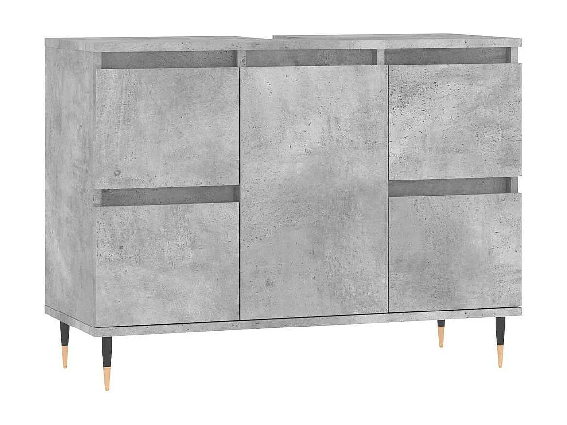 Armadietto da Bagno Grigio Cemento 80x33x60cm Legno Multistrato