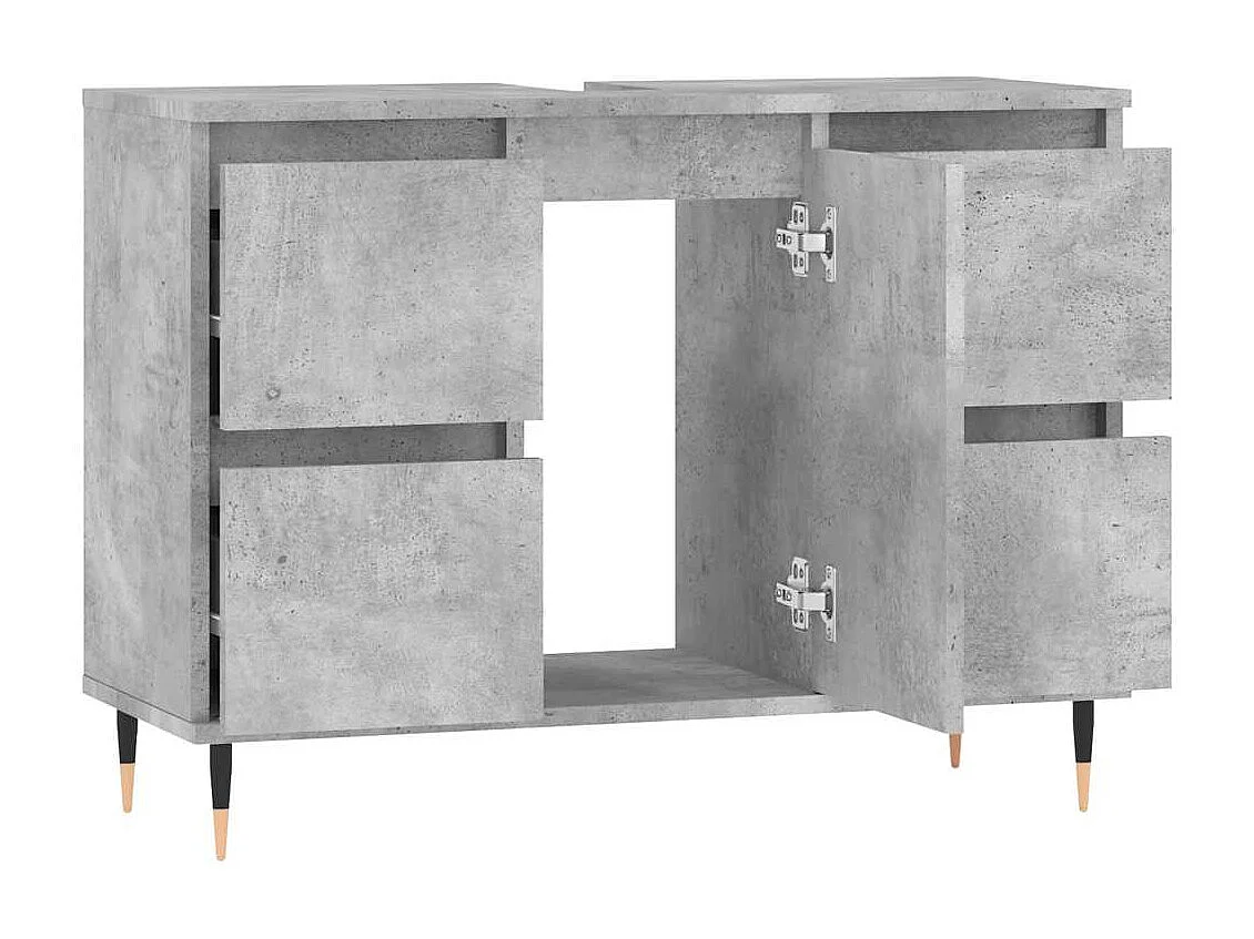 Armadietto da Bagno Grigio Cemento 80x33x60cm Legno Multistrato