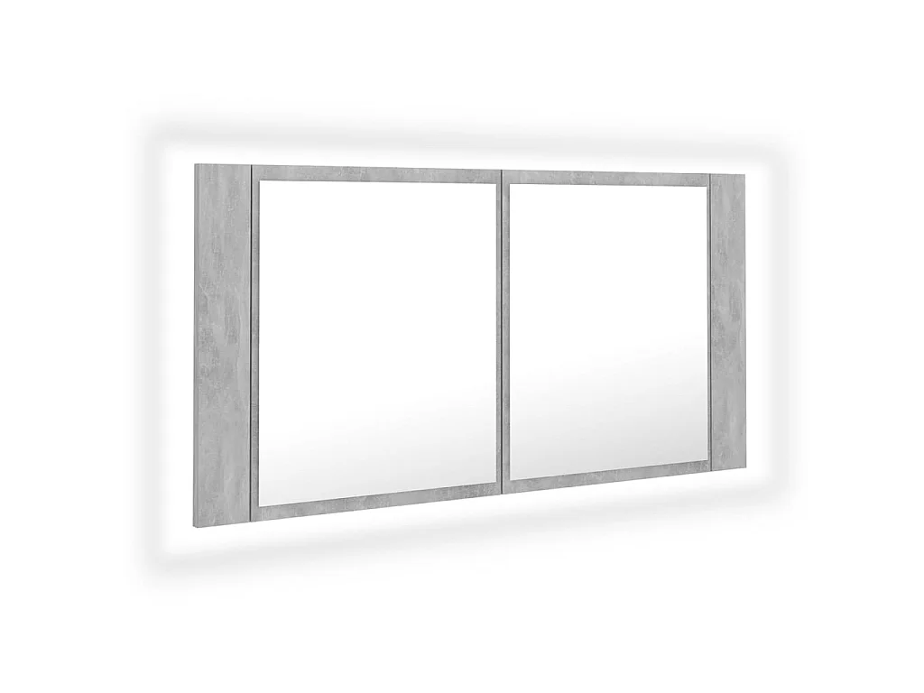 Badkamerkast met spiegel en LED 90x12x45 cm acryl betongrijs