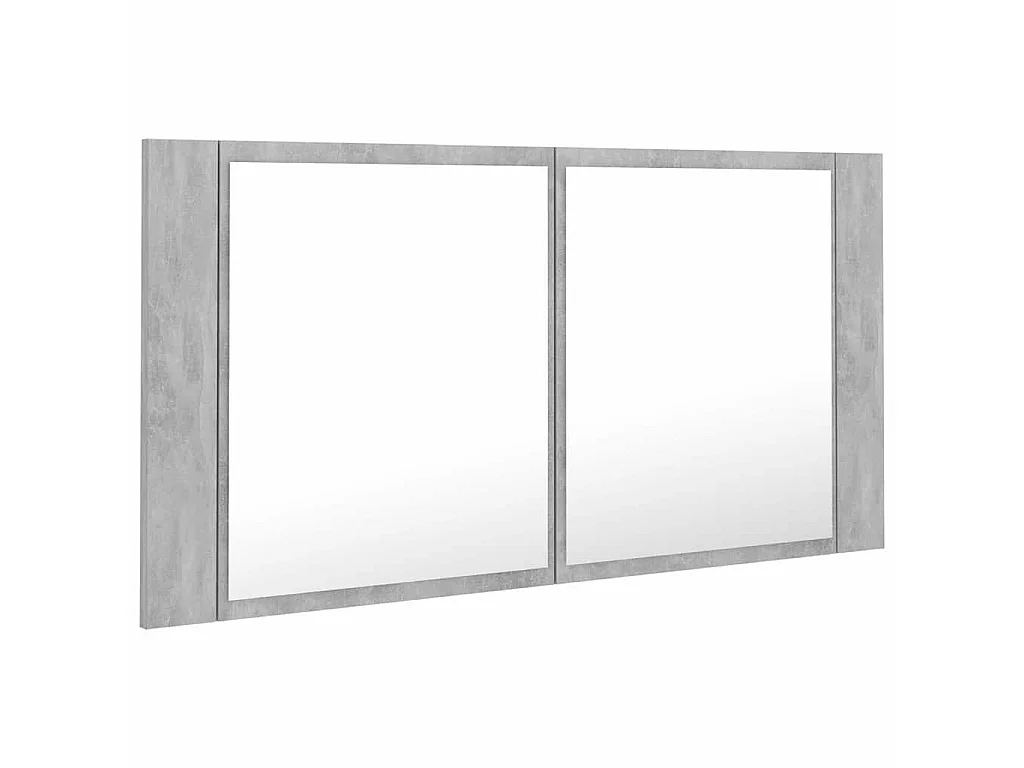 Badkamerkast met spiegel en LED 90x12x45 cm acryl betongrijs