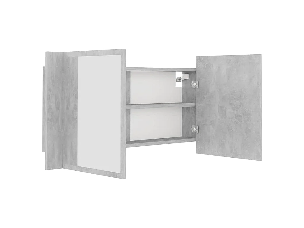 Badkamerkast met spiegel en LED 90x12x45 cm acryl betongrijs