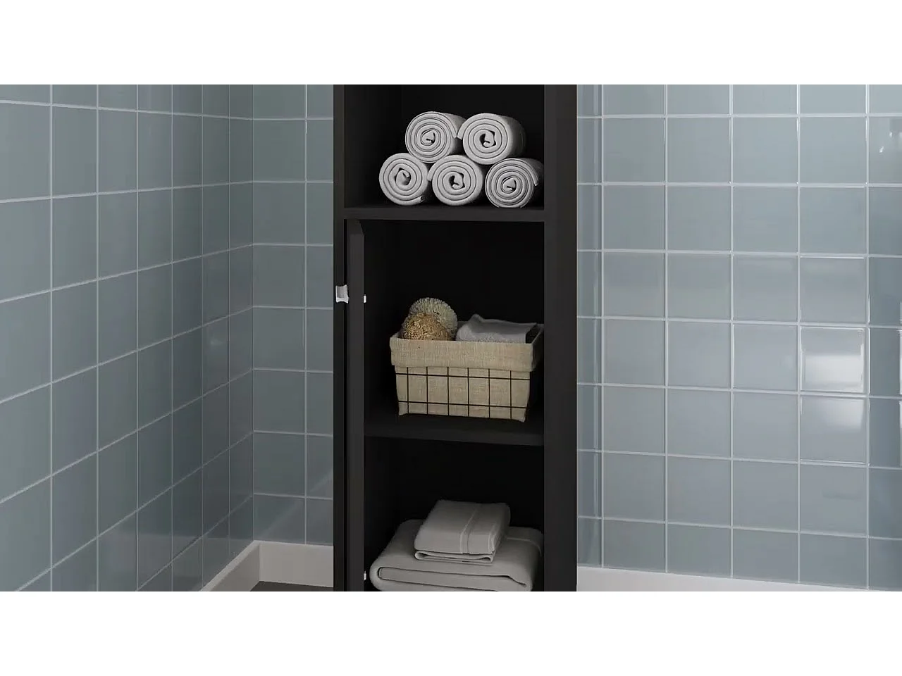 Badezimmerschrank Schwarz 30x30x183,5 cm Holzwerkstoff