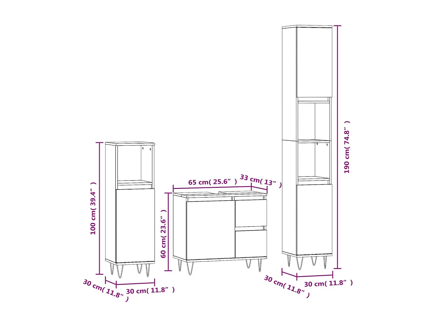 Ensemble de meubles salle de bain 3 pcs blanc bois d'ingénierie
