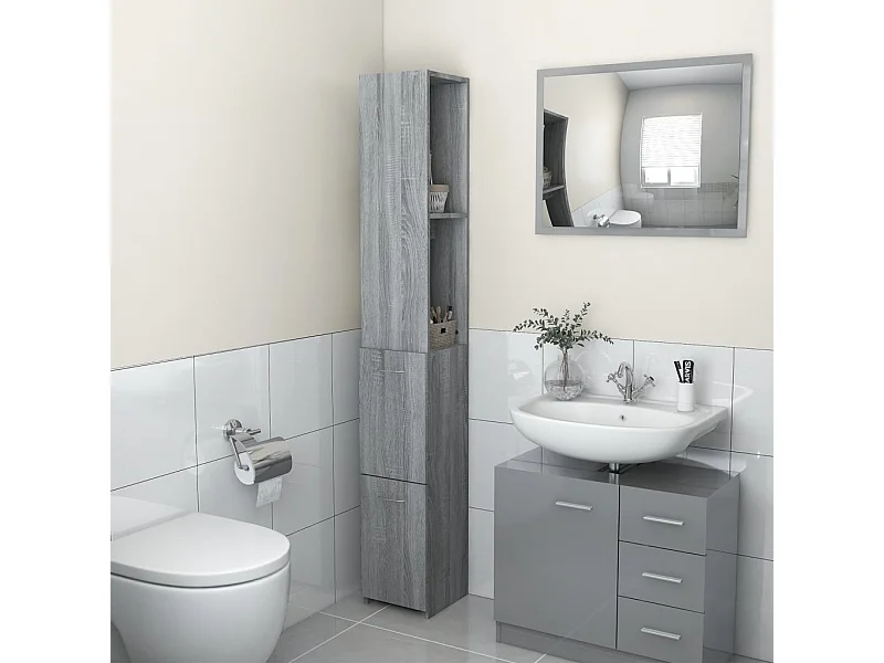 Mueble de baño madera de ingeniería gris Sonoma 25x26,5x170 cm