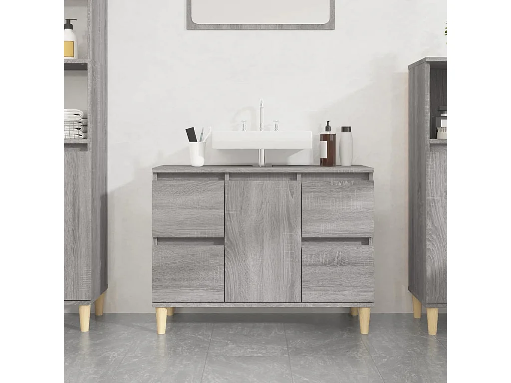 Waschbeckenunterschrank Grau Sonoma 80x33x60 cm Holzwerkstoff