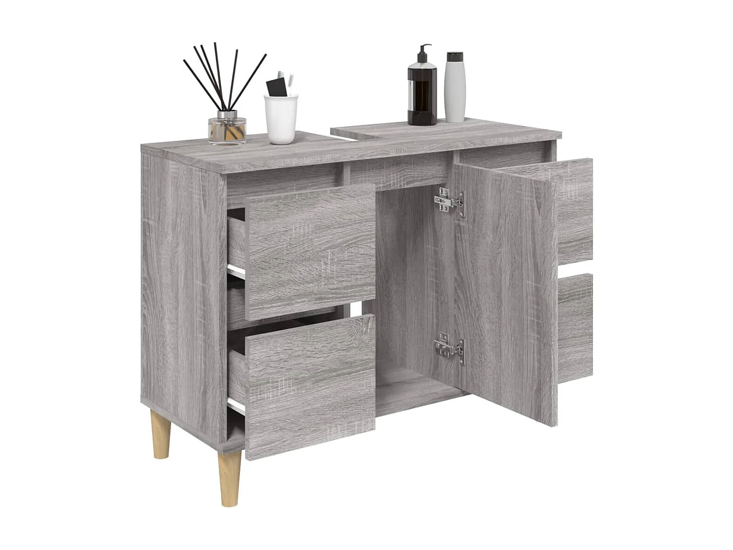 Waschbeckenunterschrank Grau Sonoma 80x33x60 cm Holzwerkstoff