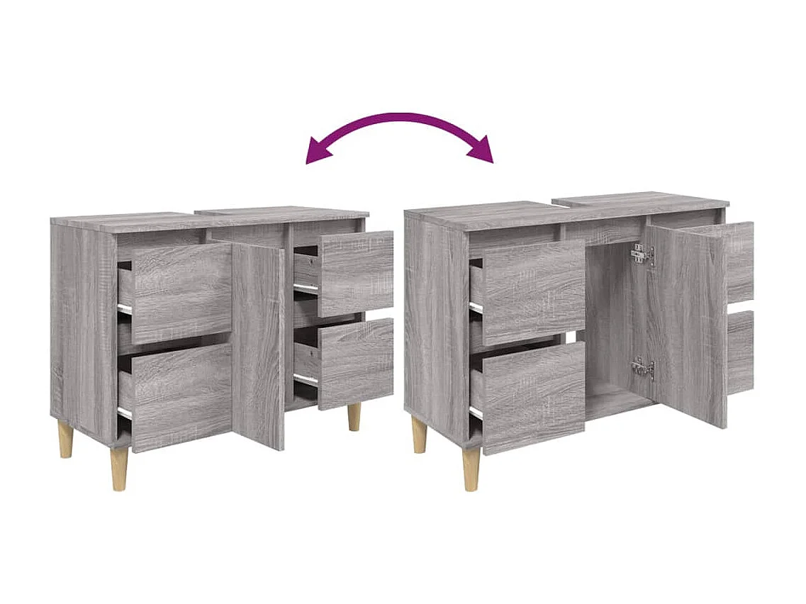 Waschbeckenunterschrank Grau Sonoma 80x33x60 cm Holzwerkstoff