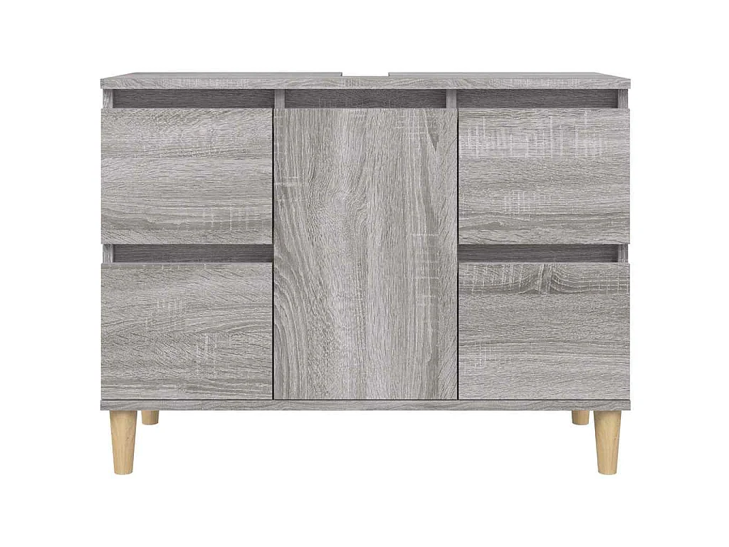 Armario de lavabo madera contrachapada gris Sonoma 80x33x60 cm