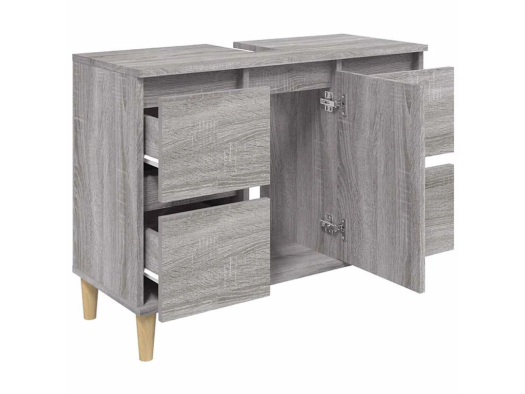 Armario de lavabo madera contrachapada gris Sonoma 80x33x60 cm