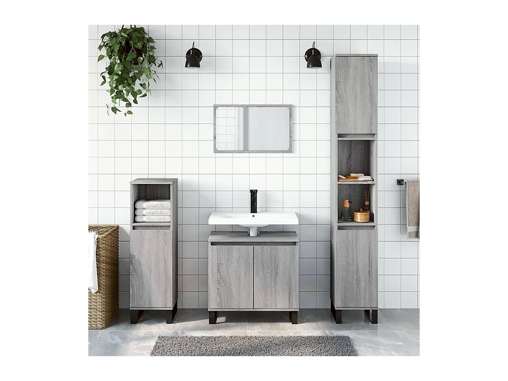 Badschrank Grau Sonoma 58x33x60 cm Holzwerkstoff