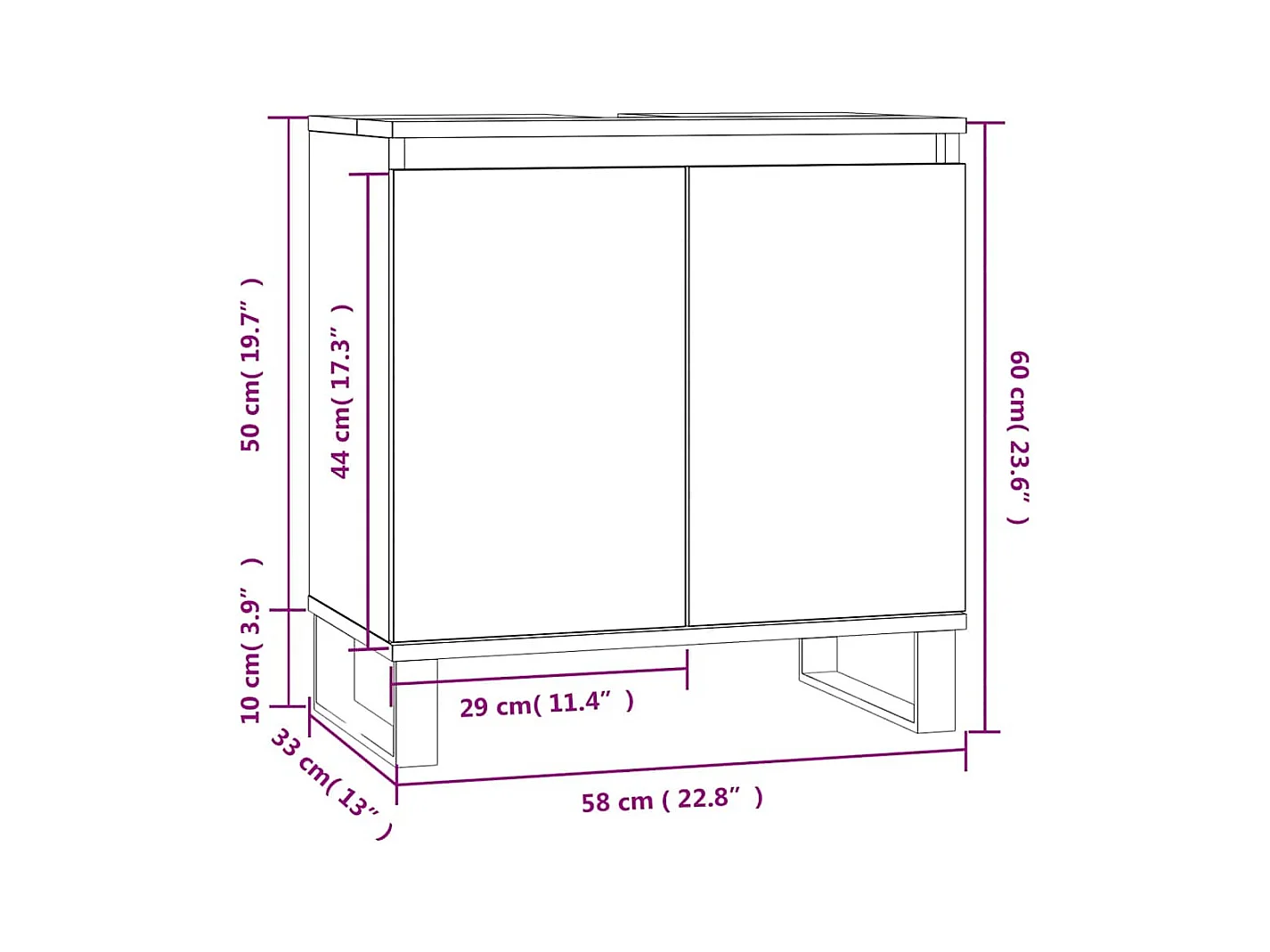 Badschrank Grau Sonoma 58x33x60 cm Holzwerkstoff
