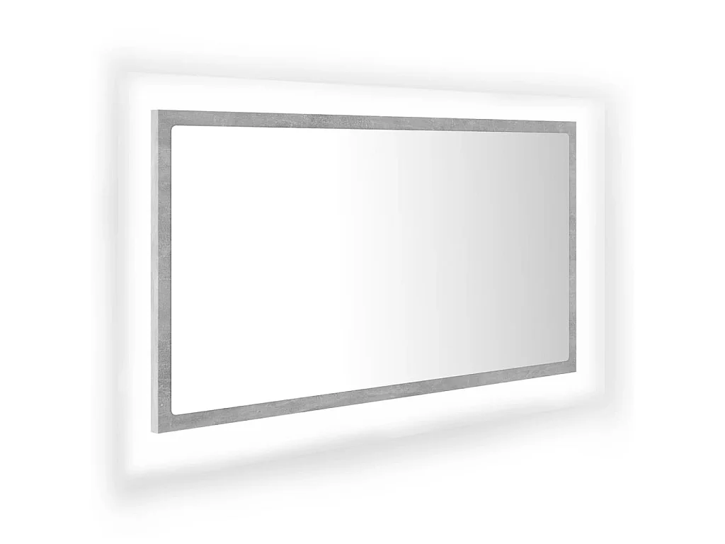 Espelho casa de banho c/ LED 80x8,5x37cm acrílico cinza cimento