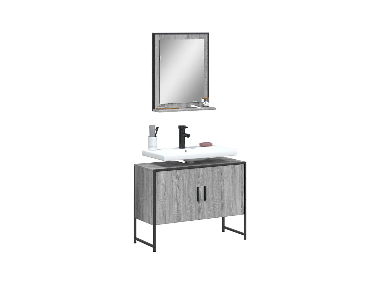Ensemble d'armoires de salle de bain 2 pcs sonoma gris
