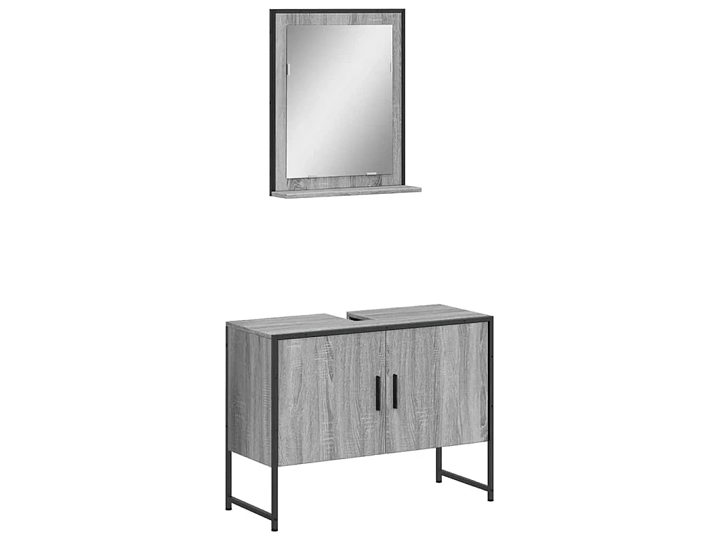 Set Mobili da Bagno 2 pz Grigio Sonoma in Legno Multistrato