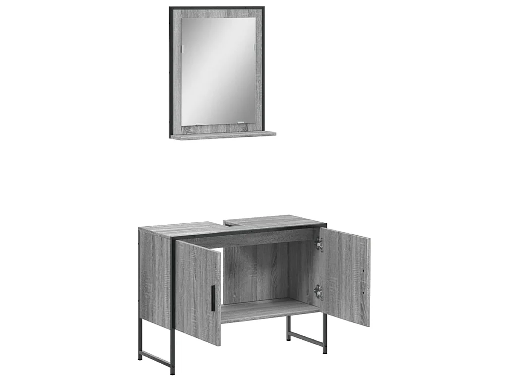 Set Mobili da Bagno 2 pz Grigio Sonoma in Legno Multistrato