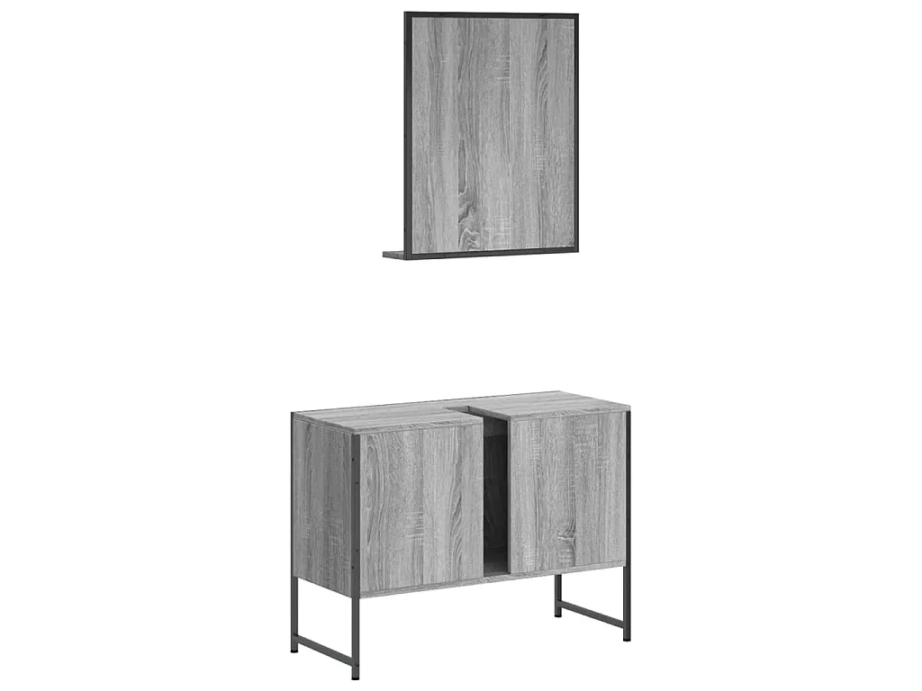 Set Mobili da Bagno 2 pz Grigio Sonoma in Legno Multistrato