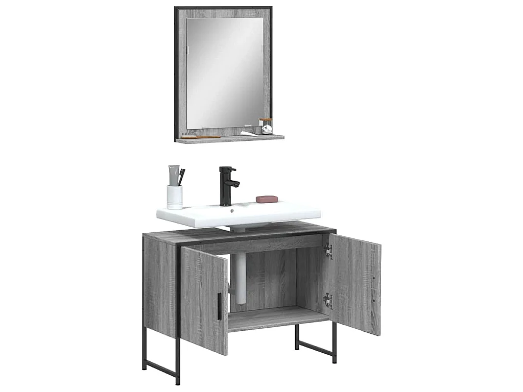 Ensemble d'armoires de salle de bain 2 pcs sonoma gris