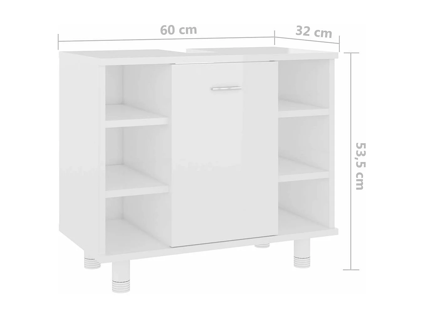 Badezimmerschrank Hochglanz-Weiß 60x32x53,5 cm Holzwerkstoff