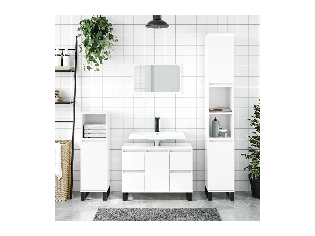 Armoire de salle de bain blanc brillant 30x30x100 cm