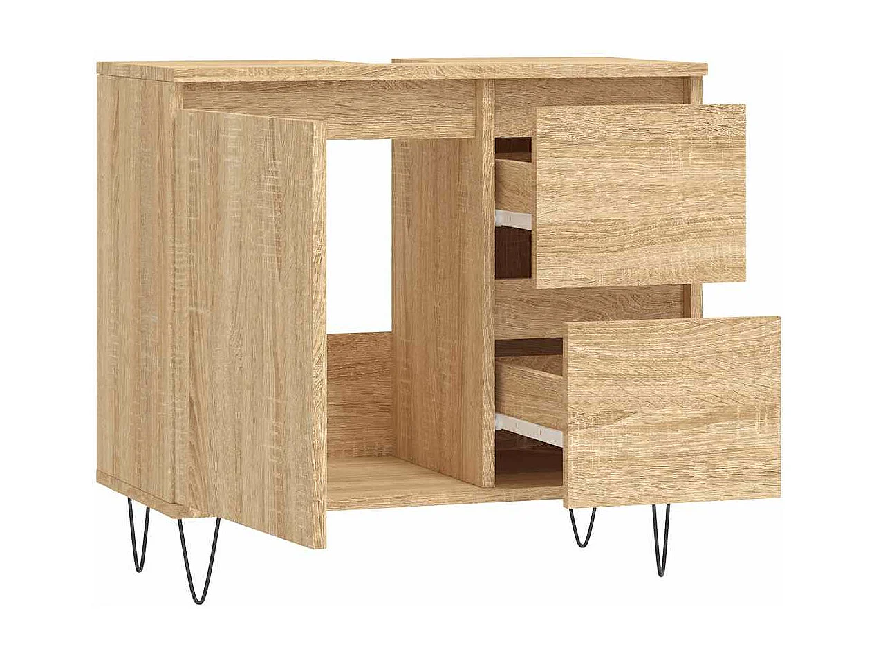 Armario de baño madera contrachapada roble Sonoma 65x33x60 cm