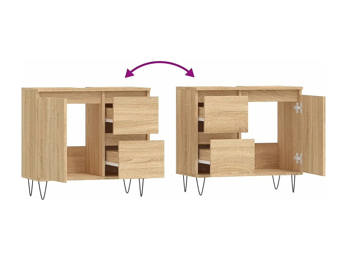 Armario de baño madera contrachapada roble Sonoma 65x33x60 cm