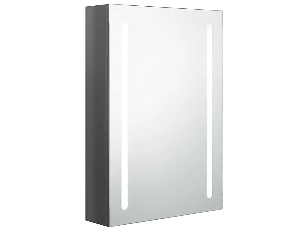 Armadietto Bagno con Specchio e LED Grigio Lucido 50x13x70 cm