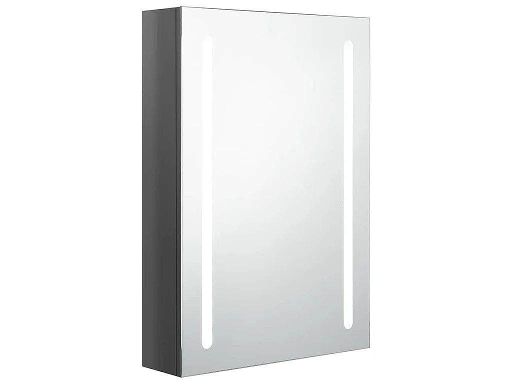 Armadietto Bagno con Specchio e LED Grigio Lucido 50x13x70 cm