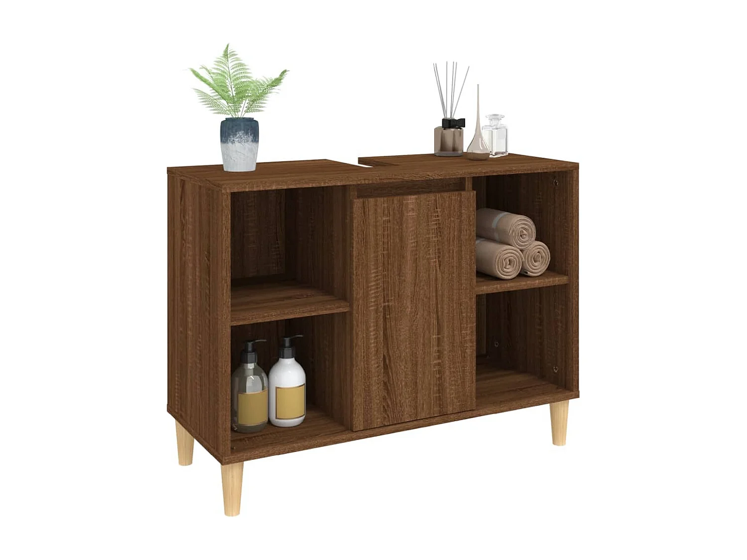 Meuble d'évier chêne marron 80x33x60 cm bois d'ingénierie