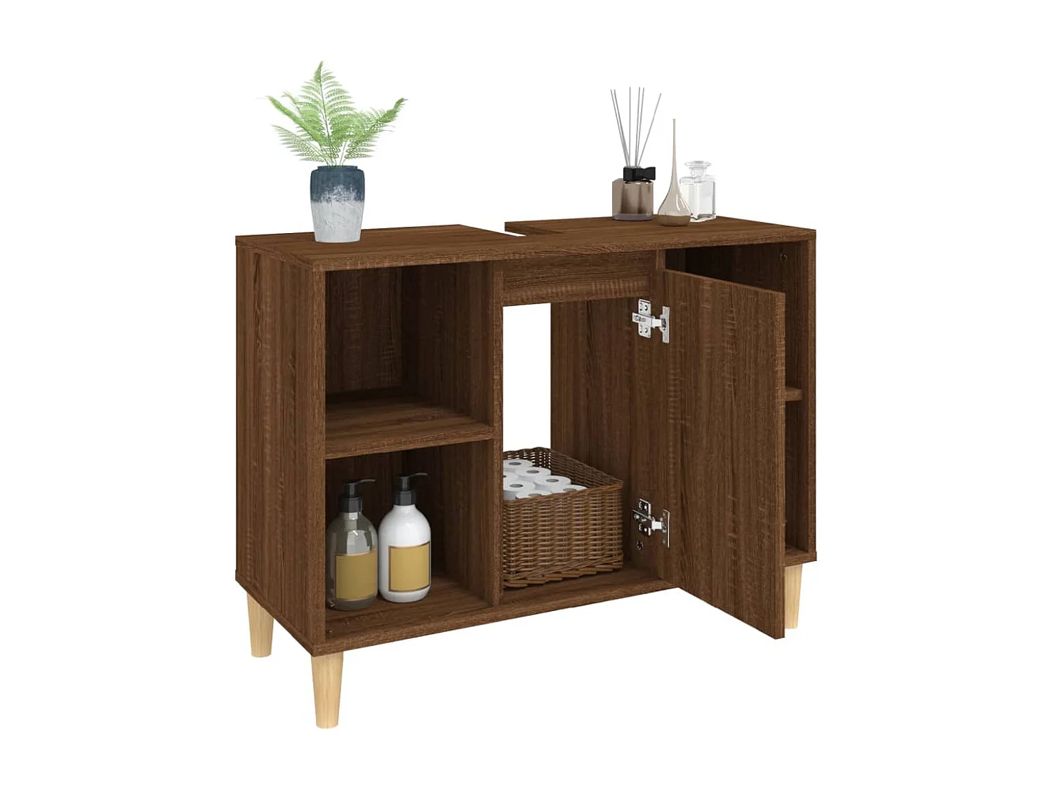 Meuble d'évier chêne marron 80x33x60 cm bois d'ingénierie