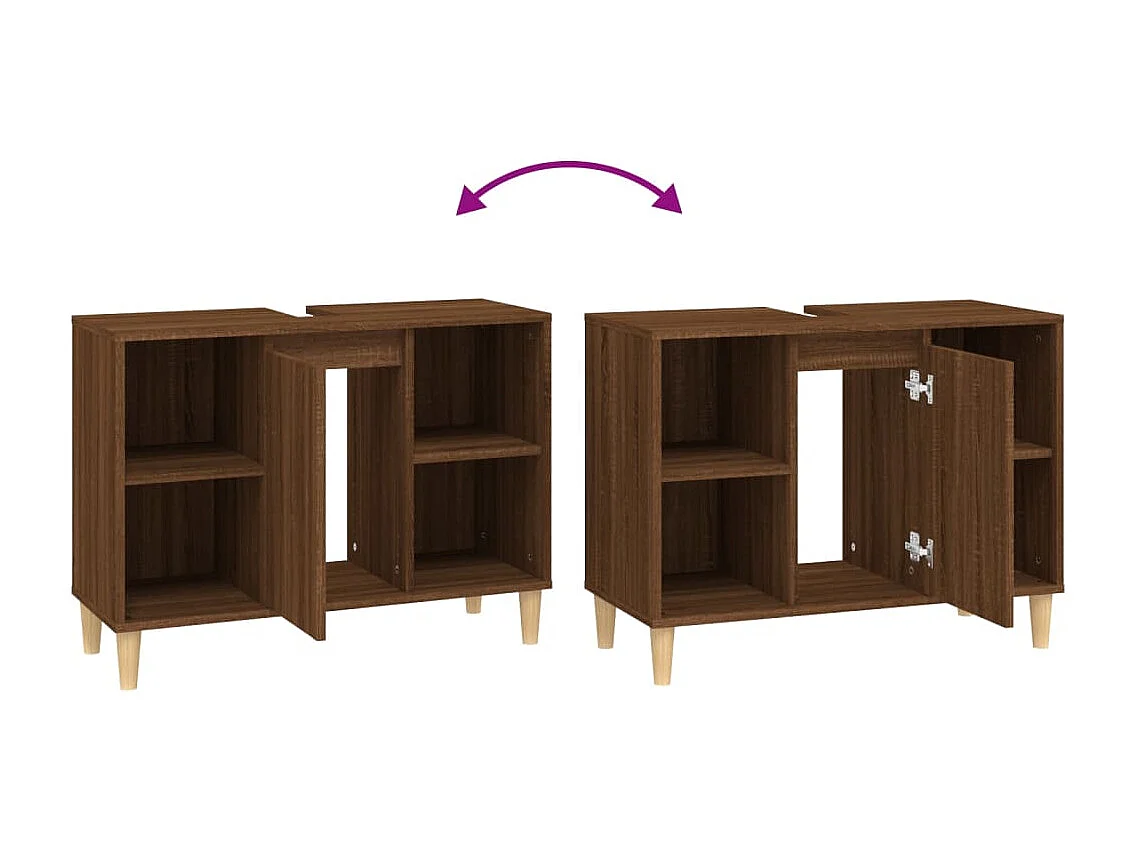 Meuble d'évier chêne marron 80x33x60 cm bois d'ingénierie