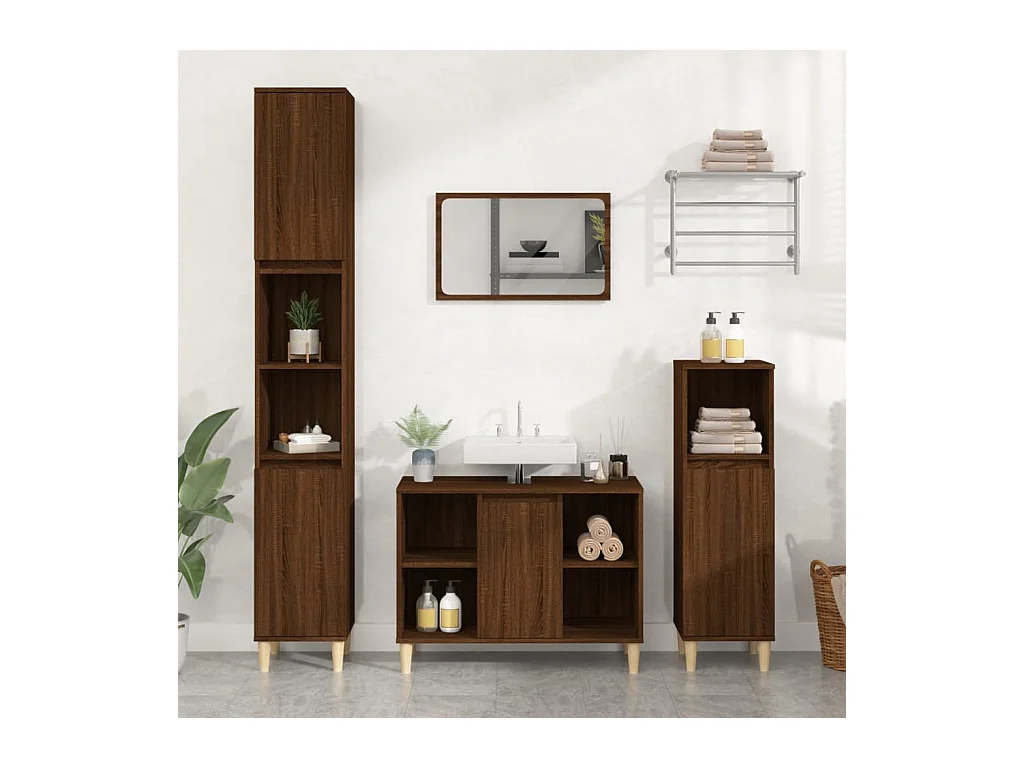 Meuble d'évier chêne marron 80x33x60 cm bois d'ingénierie