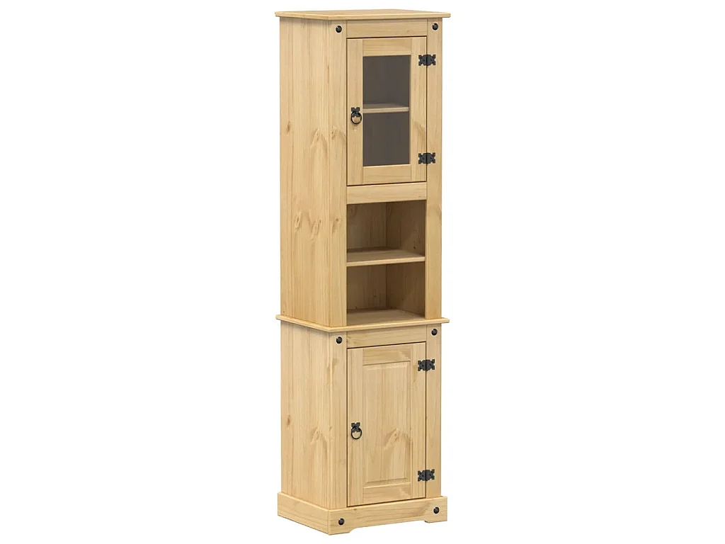 Szafka łazienkowa Corona z litego drewna sosnowego 50x40x185 cm z metalowymi uchwytami i dużą przestrzenią do przechowywania
