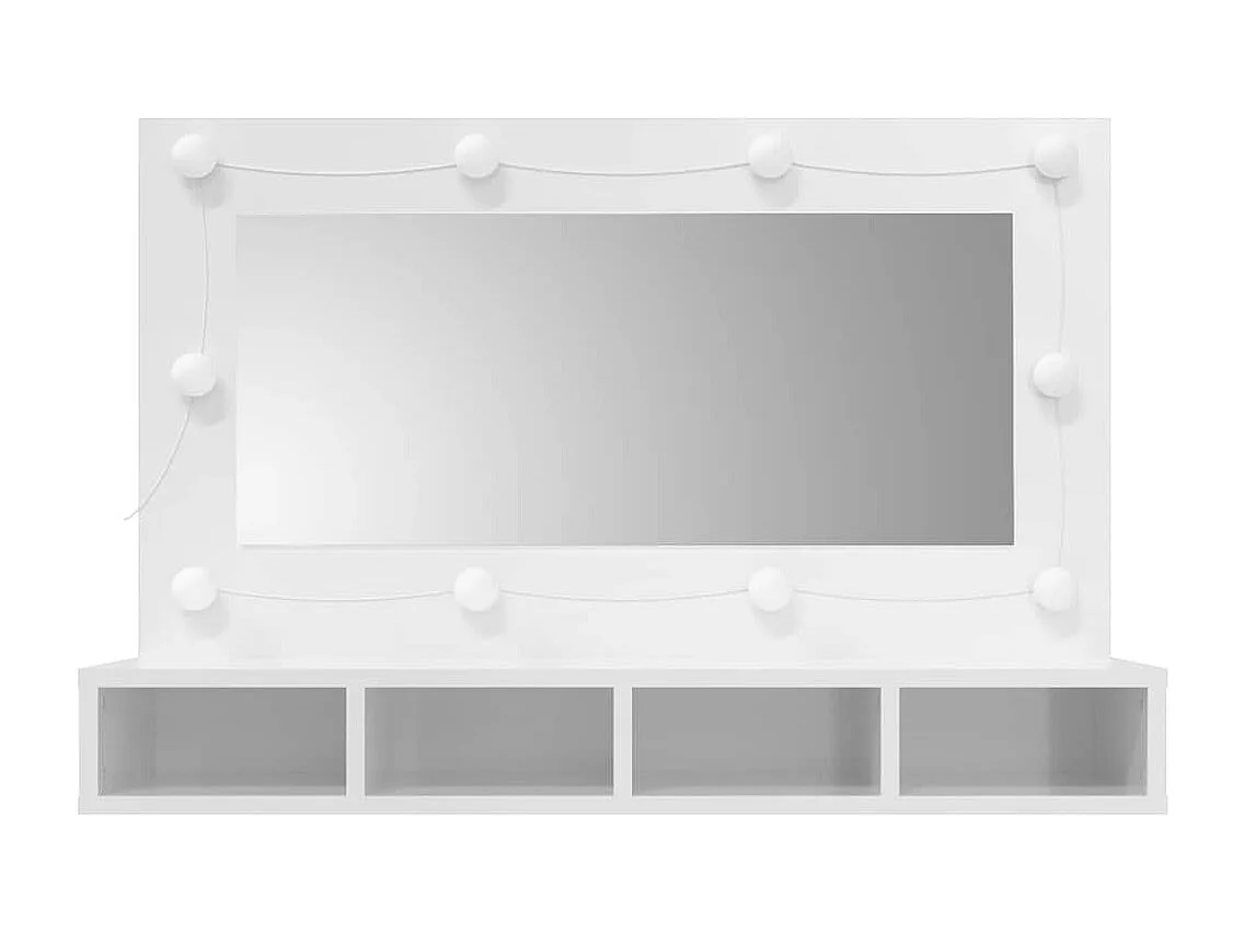 Spiegelkast met LED-verlichting 90x31,5x62 cm hoogglans wit
