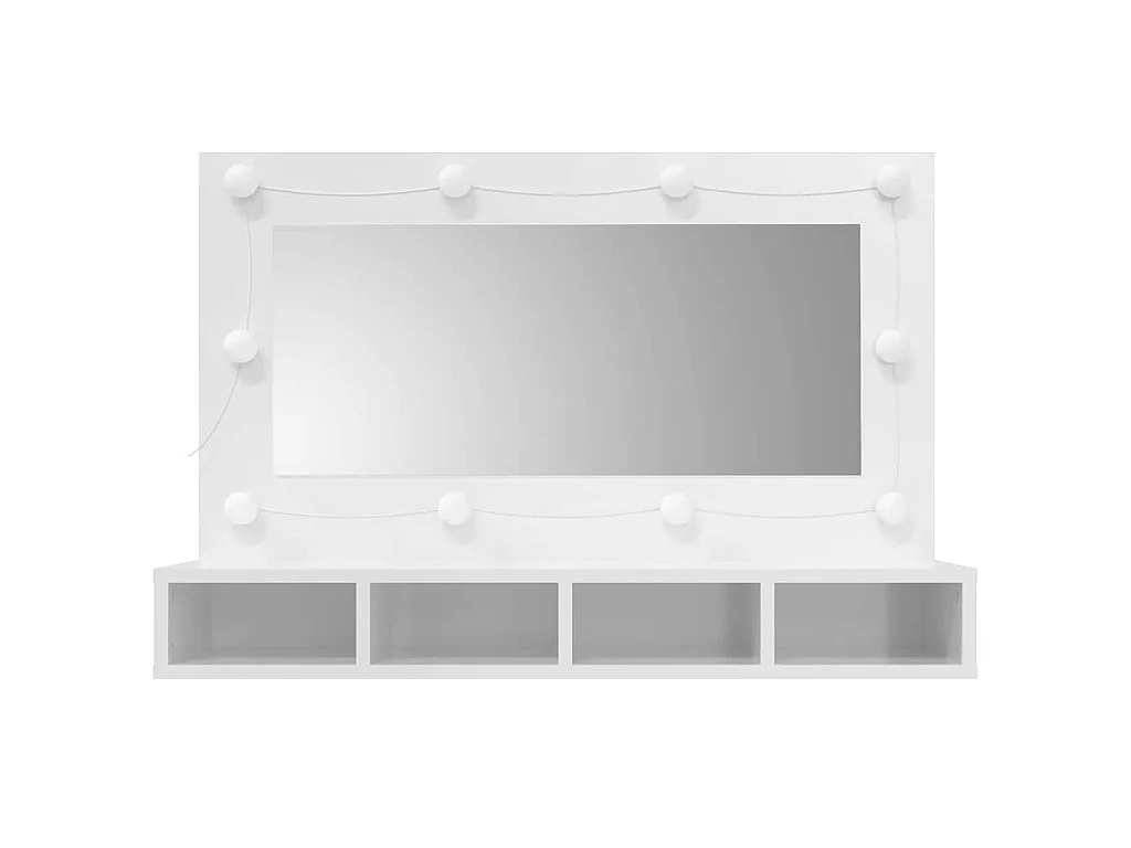 Spiegelschrank mit LED Hochglanz-Weiß 90x31,5x62 cm