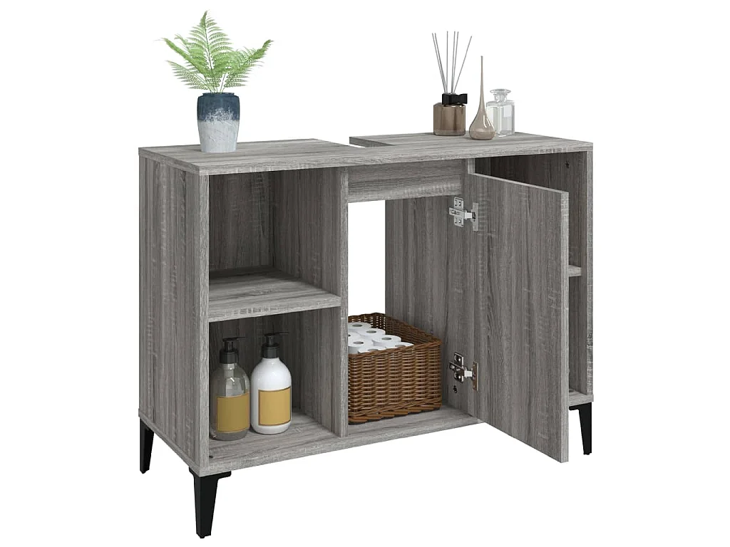 Móvel p/ lavatório 80x33x60 cm derivados madeira cinza sonoma