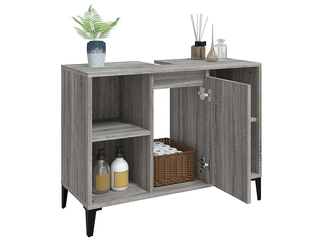Waschbeckenunterschrank Grau Sonoma 80x33x60 cm Holzwerkstoff