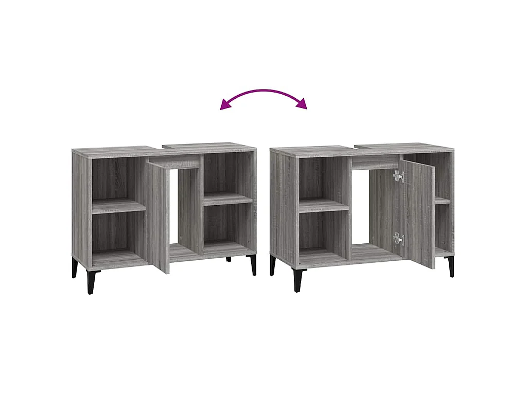 Waschbeckenunterschrank Grau Sonoma 80x33x60 cm Holzwerkstoff