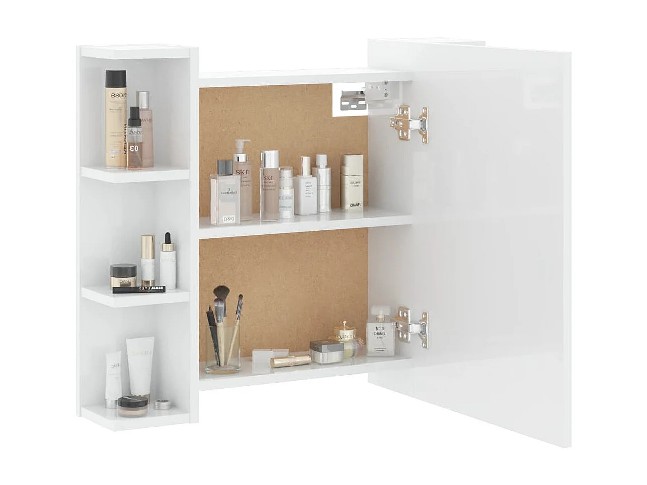 Mueble con espejo y luces LED blanco brillante 70x16,5x60 cm