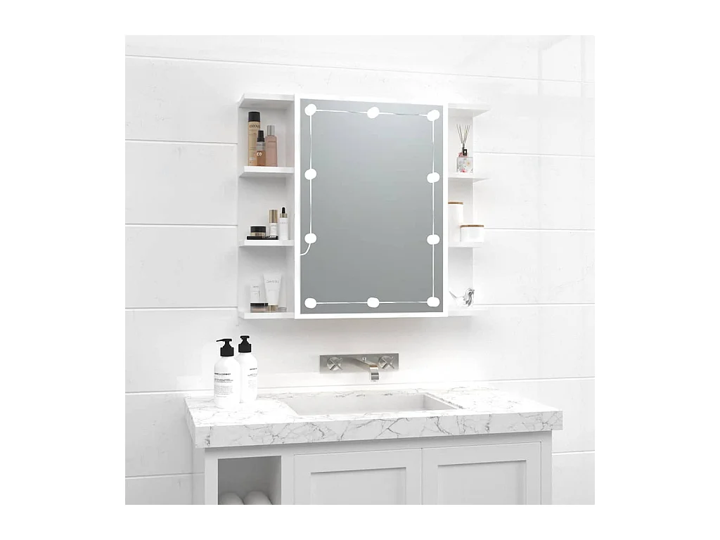 Armoire à miroir avec LED Blanc brillant 70x16,5x60 cm