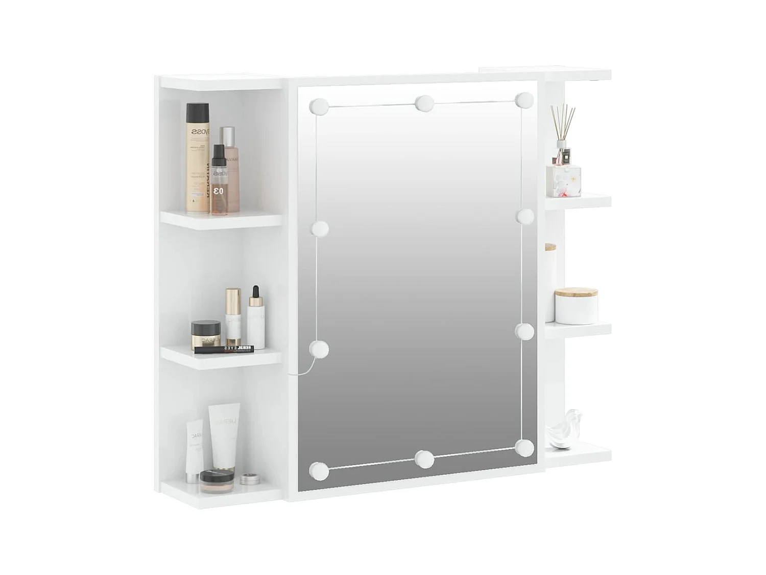 Spiegelkast met LED-verlichting 70x16,5x60 cm hoogglans wit