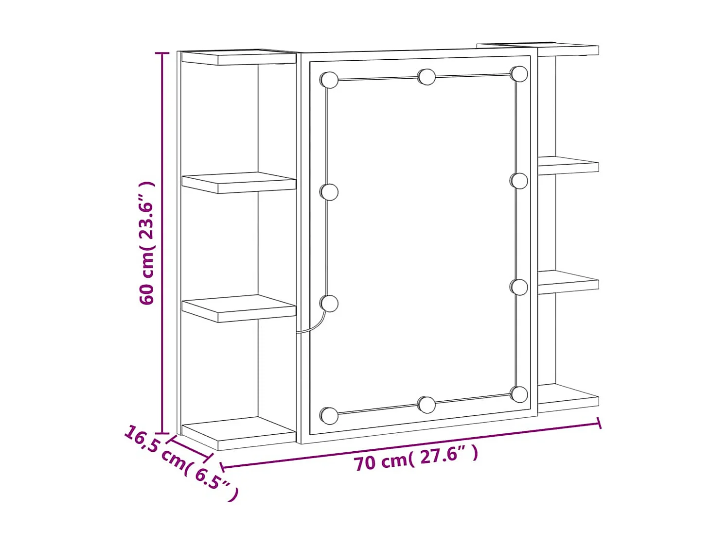 Armoire à miroir avec LED Blanc brillant 70x16,5x60 cm