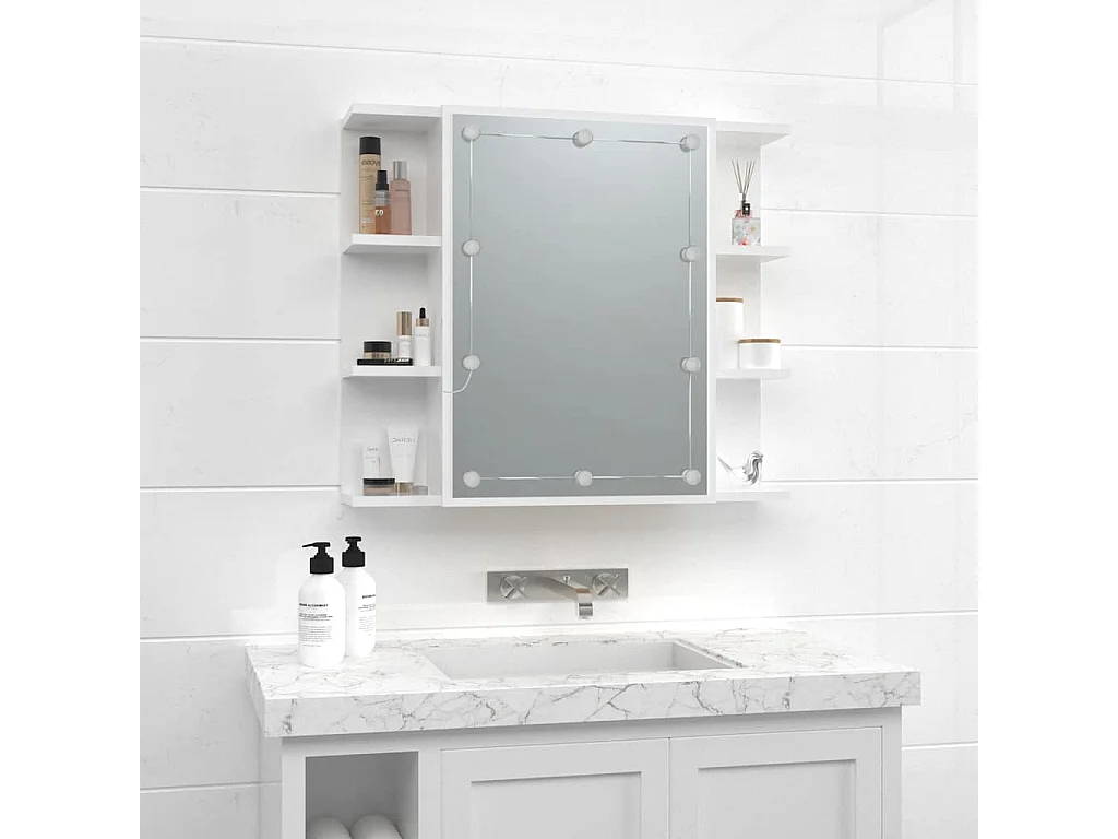 Armoire à miroir avec LED Blanc brillant 70x16,5x60 cm