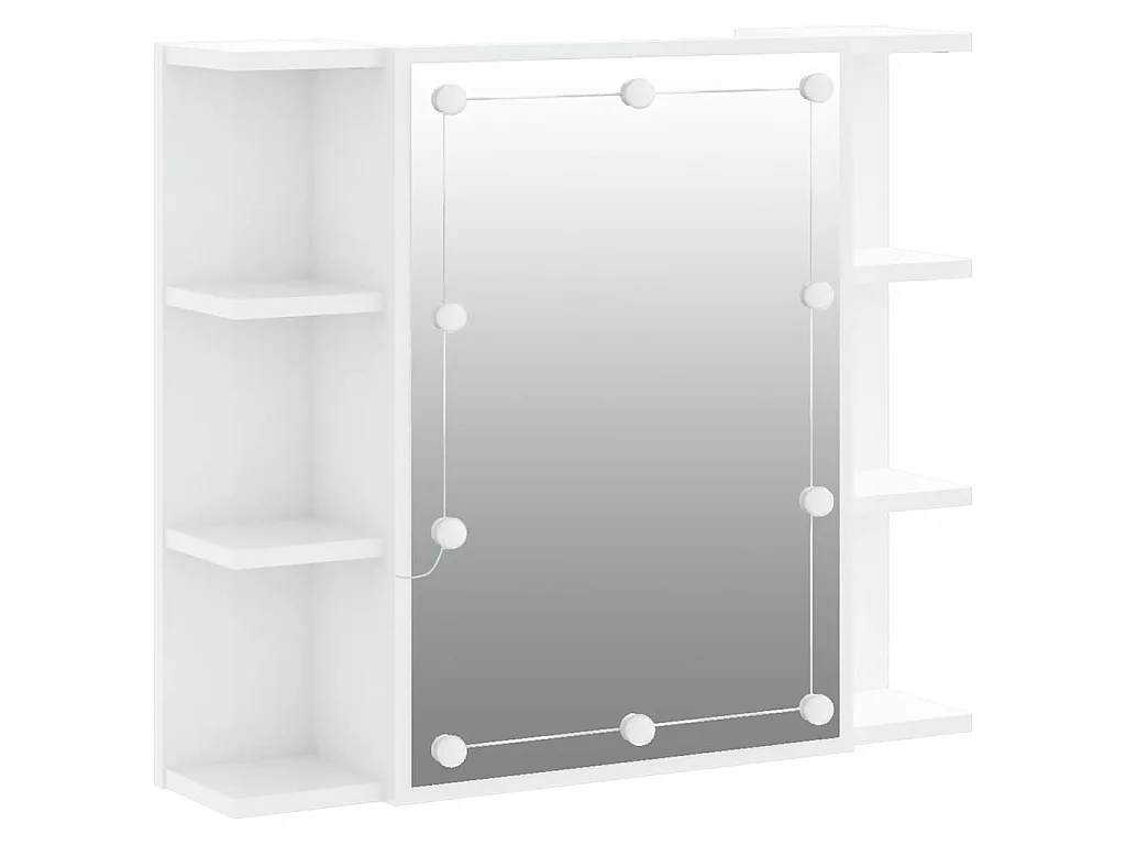 Mobile a Specchio con LED Bianco Lucido 70x16,5x60 cm