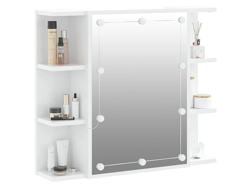 Mobile a Specchio con LED Bianco Lucido 70x16,5x60 cm