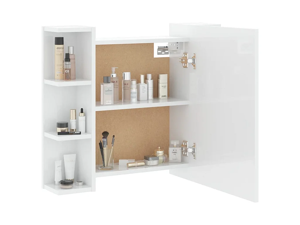 Mobile a Specchio con LED Bianco Lucido 70x16,5x60 cm