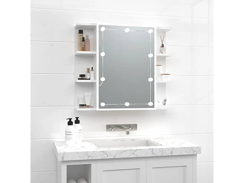 Armoire à miroir avec LED Blanc brillant 70x16,5x60 cm