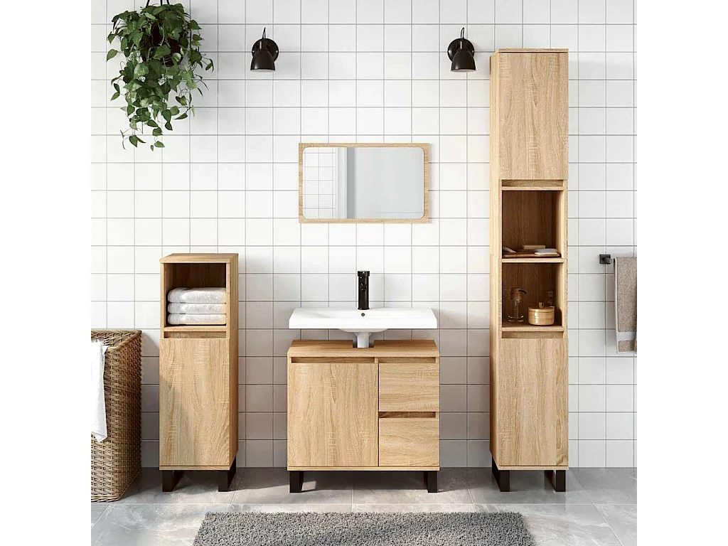 Armoire salle de bain chêne sonoma 65x33x60 cm